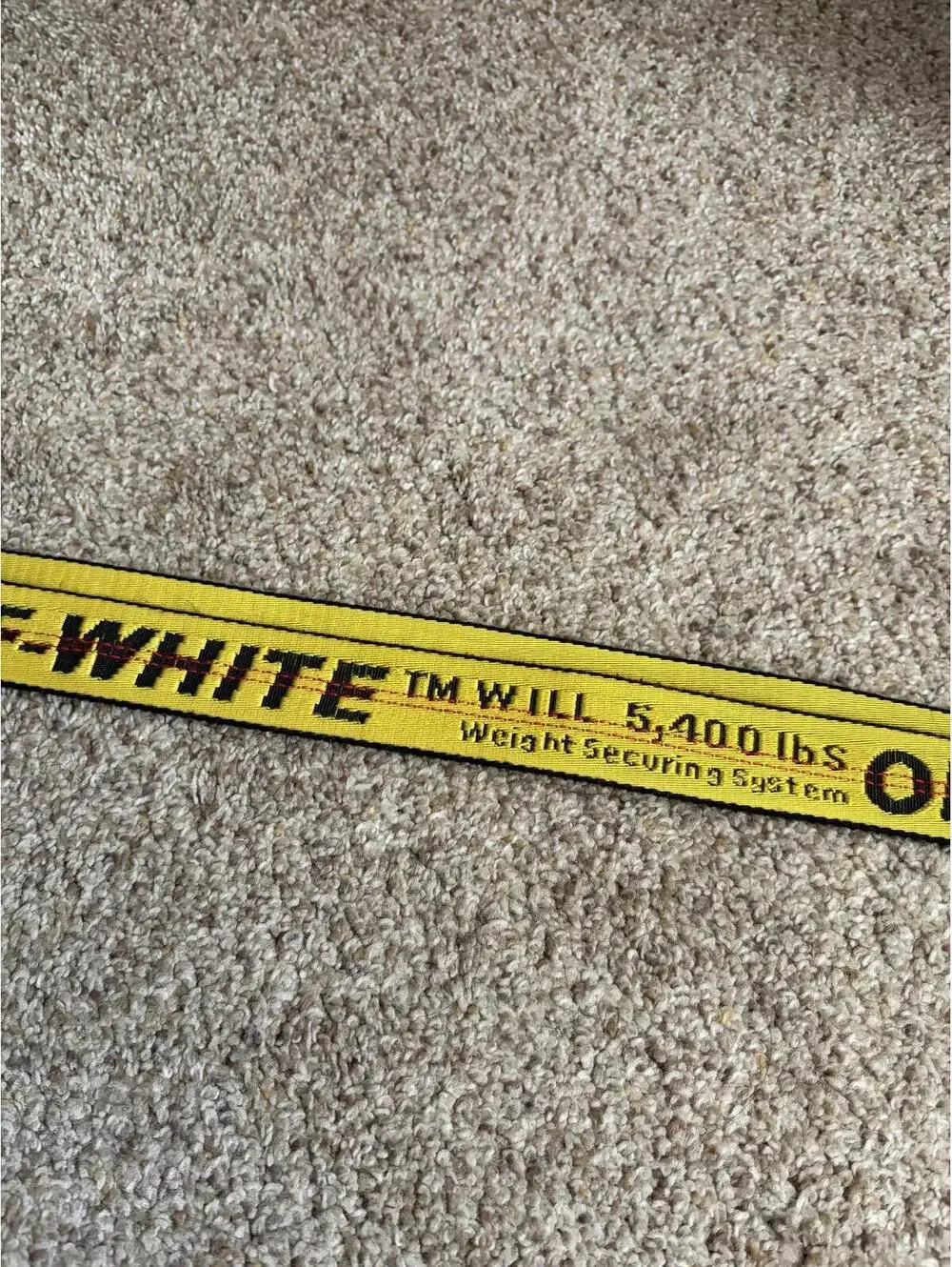 Off-White industrial yellow web logo belt